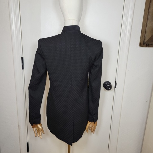 Banana Republic Black Jacquard Long Line Tuxedo Blazer Size 0 - Picture 9 of 11